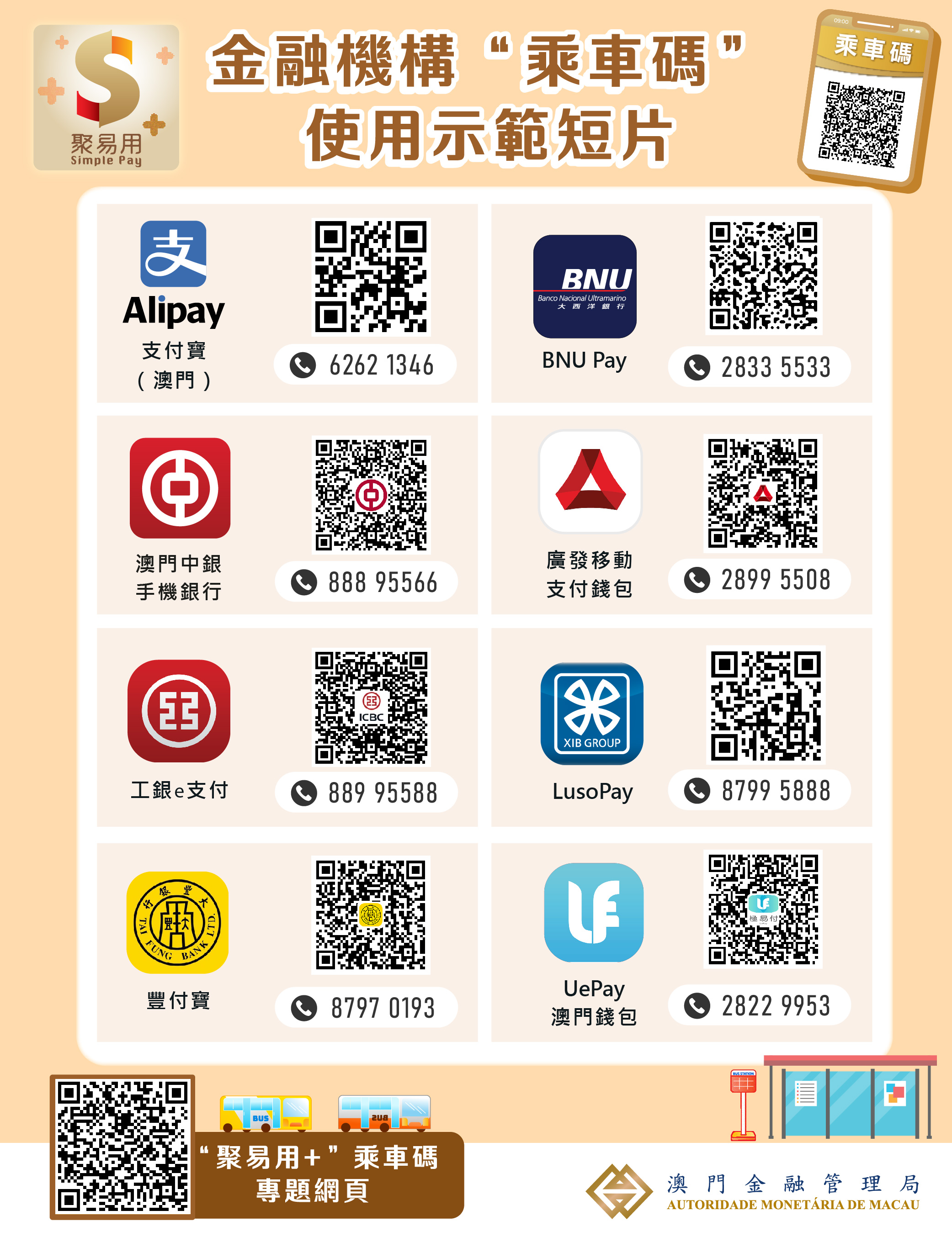 金融機構準備就緒聚合支付明日起可支付巴士車資｜澳門金融管理局